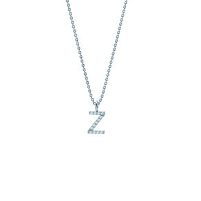Letter pendant Diamond Letter Petite Z in 9K white gold polished