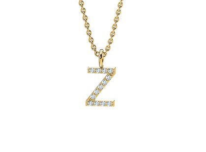 Letter pendant Diamond Letter Petite Z in 14K yellow gold polished, 45cm 1.5mm