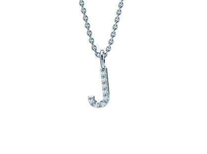 Letter pendant Diamond Letter Petite J in platinum 950/- polished