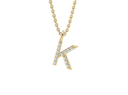 Letter pendant Diamond Letter Petite K in 14K yellow gold polished, 42cm 1.1mm