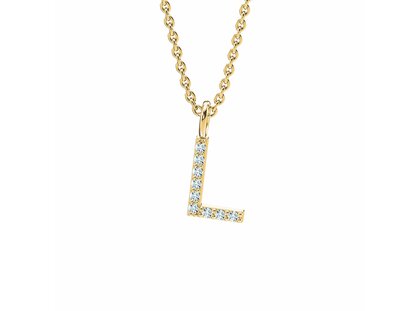 Letter pendant Diamond Letter Petite L in 18K yellow gold polished, 45cm 1.1mm