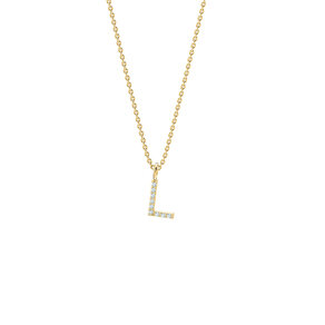 Letter pendant Diamond Letter Petite L in 14K yellow gold polished