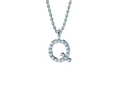 Letter pendant Diamond Letter Petite Q in 14K white gold polished