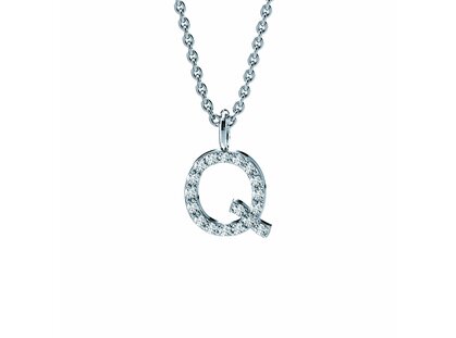 Letter pendant Diamond Letter Petite Q in platinum 950/- polished, 42cm 1.5mm