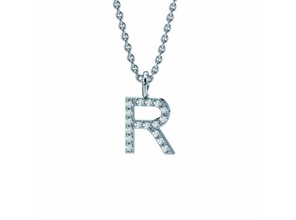Letter pendant Diamond Letter Petite R in 14K white gold polished