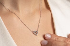 Pendant Heart Diamonds in 14K white gold with diamonds 0.26ct G/SI, 42cm 1.1mm