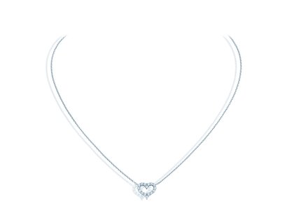 Pendant Heart Diamonds in 14K white gold with diamonds 0.26ct G/SI, 42cm 1.1mm