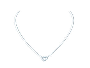 Pendant Heart Diamonds in 14K white gold with diamonds 0.26ct G/SI, 42cm 1.1mm