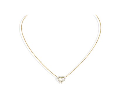 Pendant Heart Diamonds in 14K yellow gold with diamonds 0.26ct G/SI, 42cm 1.1mm