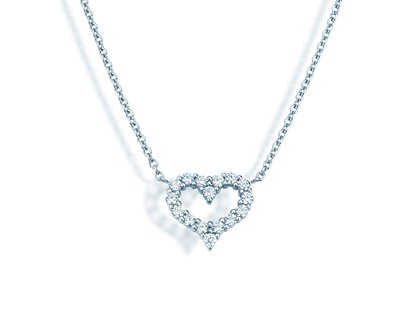 Pendant Heart Diamonds in 14K white gold with diamonds 0.26ct G/SI, 42cm 1.1mm