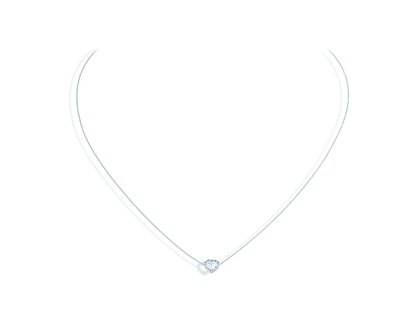 Pendant Heart Petite in 14K white gold with diamonds 0.06ct G/SI, 42cm 1.1mm