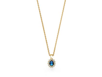 Pendant Jolie in 14K yellow gold with sapphire 0.25ct and diamonds 0.07ct