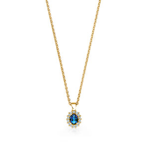 Pendant Jolie in 14K yellow gold with sapphire 0.25ct and diamonds 0.07ct