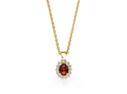 Pendant Jolie in 18K yellow gold with ruby 0.25ct and diamonds 0.07ct, 45cm 1.5mm