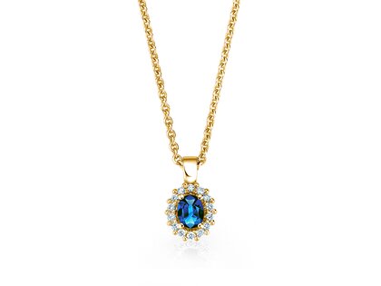 Pendant Jolie in 14K yellow gold with sapphire 0.25ct and diamonds 0.07ct