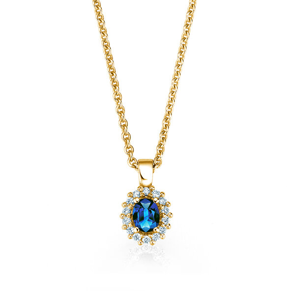 Pendant Jolie in 14K yellow gold with sapphire 0.25ct and diamonds 0.07ct