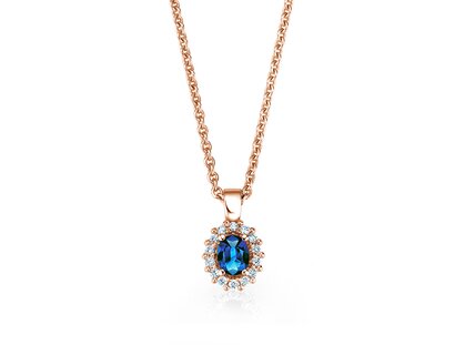 Pendant Jolie in 18K rosé gold with sapphire 0.25ct and diamonds 0.07ct