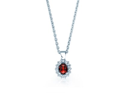 Pendant Jolie in 14K white gold with ruby 0.25ct and diamonds 0.07ct