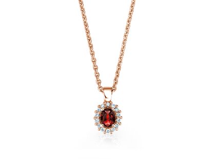 Pendant Jolie in 14K rosé gold with ruby 0.25ct and diamonds 0.07ct, 45cm 1.1mm