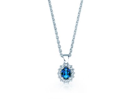 Pendant Jolie in 14K white gold with sapphire 0.25ct and diamonds 0.07ct