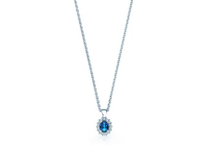 Pendant Jolie in 14K white gold with sapphire 0.25ct and diamonds 0.07ct