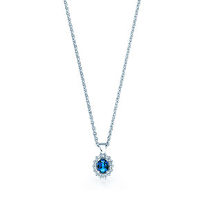 Pendant Jolie in 14K white gold with sapphire 0.25ct and diamonds 0.07ct