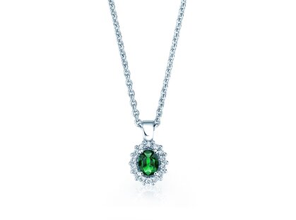Pendant Jolie in platinum 950/- with emerald 0.25ct and diamonds 0.07ct
