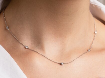 Collier Leon in 14K yellow gold with diamonds 0.25ct G/SI 42cm