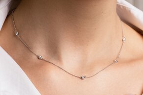 Collier Leon in 14K yellow gold with diamonds 0.25ct G/SI 42cm