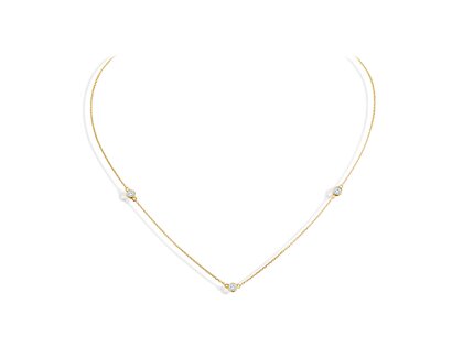 Collier Leon in 14K yellow gold with diamonds 0.24ct G/SI 42cm