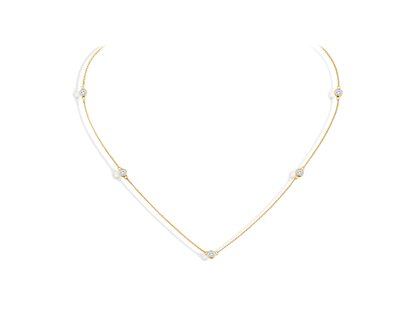 Collier Leon in 14K yellow gold with diamonds 0.25ct G/SI 42cm