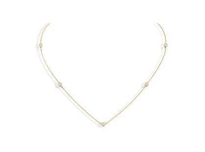Collier Leon in 14K yellow gold with diamonds 0.25ct G/SI 42cm