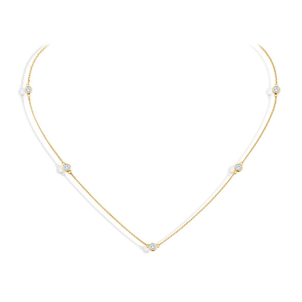 Collier Leon in 14K yellow gold with diamonds 0.25ct G/SI 42cm