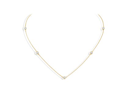Collier Leon in 14K yellow gold with diamonds 0.25ct G/SI 42cm