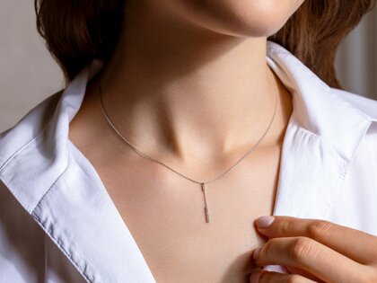 Necklace Lilly in 14K white gold with diamonds 0.11ct G/SI