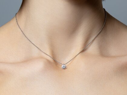 Pendant Modern in 18K rosé gold with diamond 0.20ct G/SI