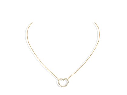Pendant My Heart in 14K yellow gold with diamonds 0.19ct G/SI, 42cm 1.1mm