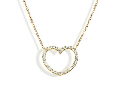 Pendant My Heart in 14K yellow gold with diamonds 0.19ct G/SI, 42cm 1.1mm