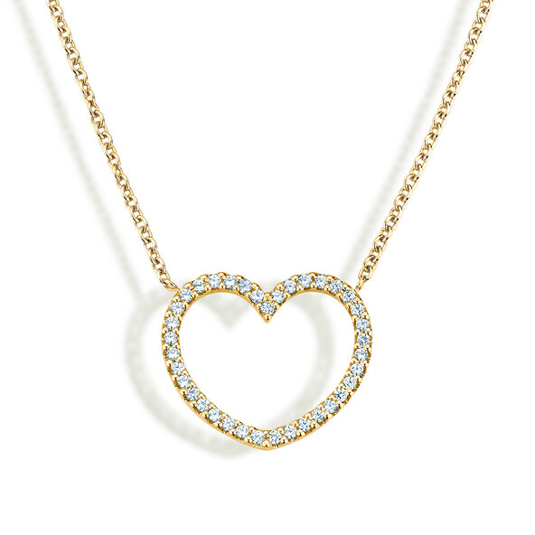 Pendant My Heart in 14K yellow gold with diamonds 0.19ct G/SI, 42cm 1.1mm