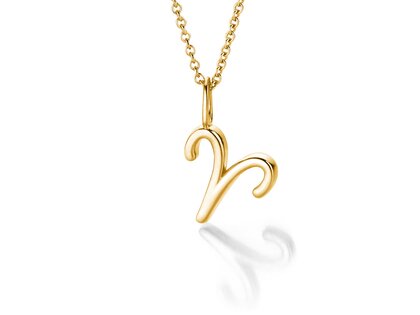 Zodiac sign pendant Aries in 14K yellow gold