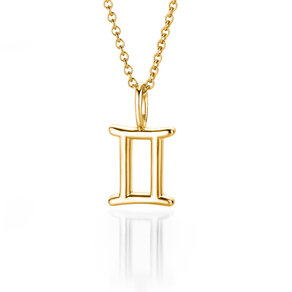 Zodiac sign pendant Gemini in 14K yellow gold, 42cm 1.1mm