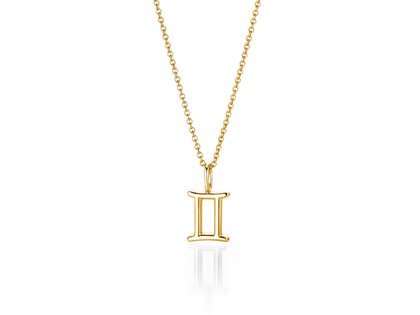Zodiac sign pendant Gemini in 14K yellow gold, 42cm 1.1mm