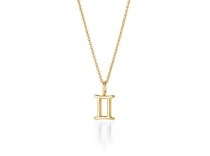 Zodiac sign pendant Gemini in 18K yellow gold