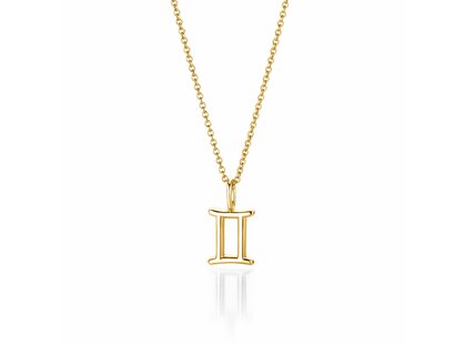 Zodiac sign pendant Gemini in 14K yellow gold, 45cm 1.1mm
