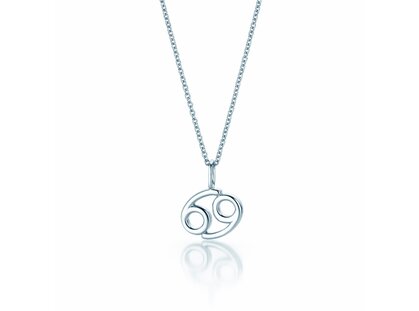 Zodiac sign pendant Cancer in 14K white gold