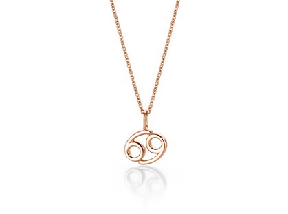 Zodiac sign pendant Cancer in 14K rosé gold, 42cm 1.5mm