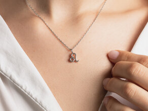 Zodiac sign pendant Leo in 14K rosé gold, 42cm 1.1mm