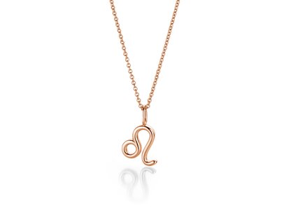 Zodiac sign pendant Leo in 14K rosé gold, 42cm 1.1mm
