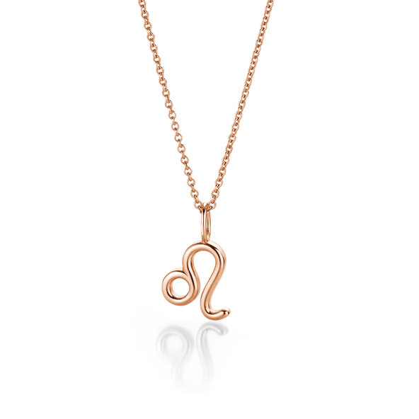 Zodiac sign pendant Leo in 14K rosé gold, 42cm 1.1mm
