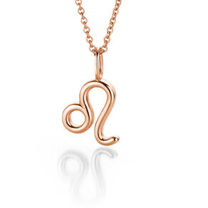 Zodiac sign pendant Leo in 14K rosé gold, 42cm 1.1mm